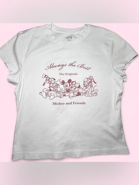 Disney Mickey and Friends White and Pink Baby Tee